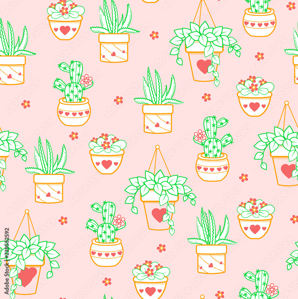 Seamless pattern houseplant background Seamless pattern houseplant background