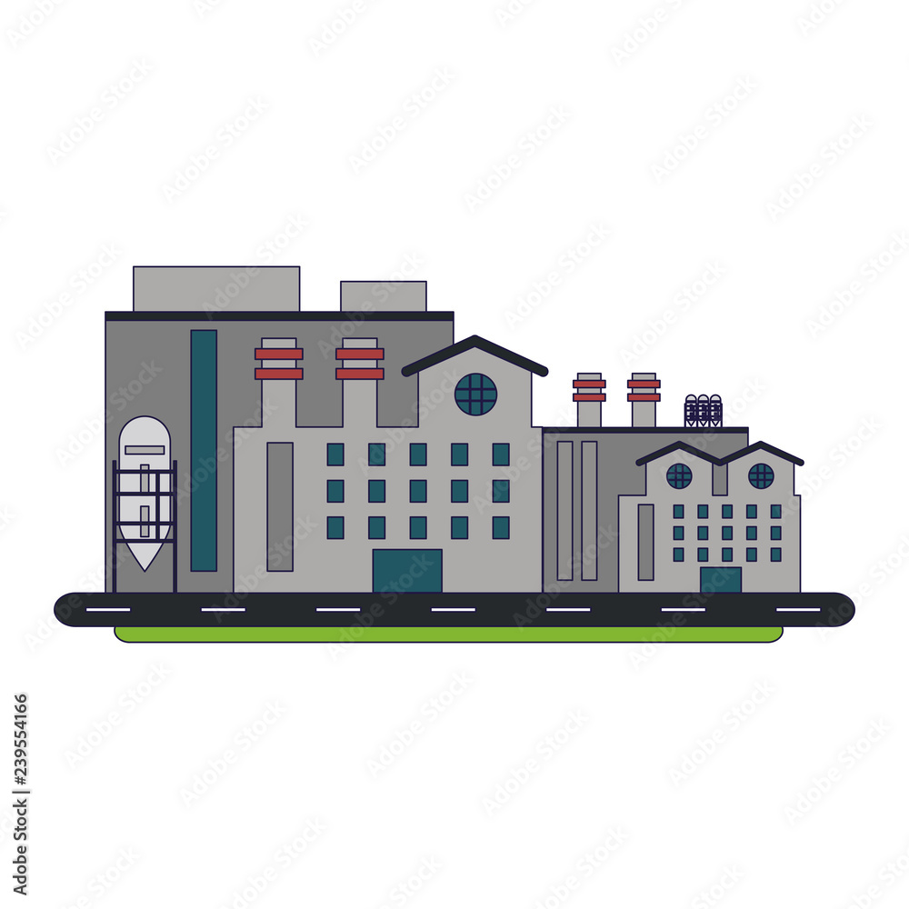 Factory industry building isolated