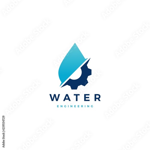 water drop gear energy engineering logo vector icon illustration