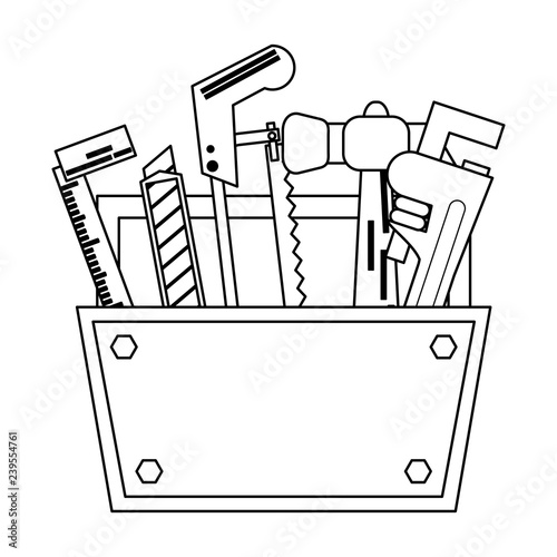 Construction tools and elements black and white