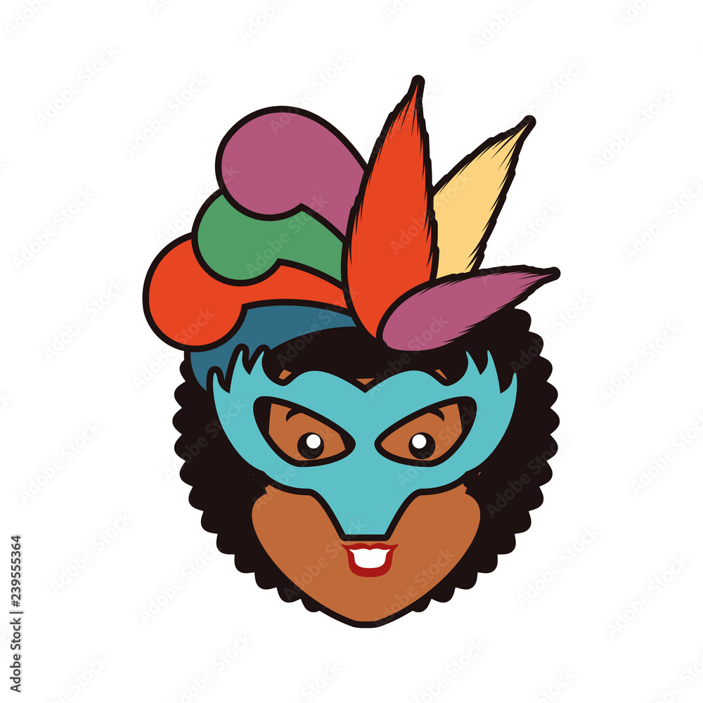 head of woman black carnival dancer with mask