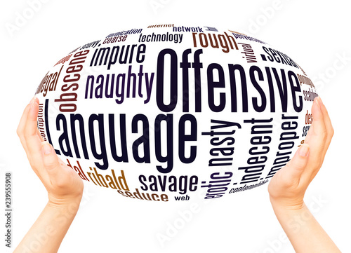 Offensive Language word cloud hand sphere concept photo
