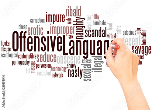 Offensive Language word cloud hand writing concept photo