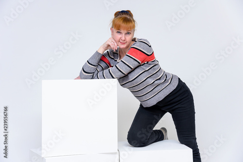 concept of a woman on a white background