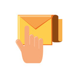 hand with envelope mail isolated icon