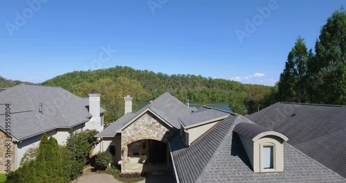 Wallpaper Mural Aerial shot of American suburb. Suburban waterside houses in Knoxville USA 4k Torontodigital.ca