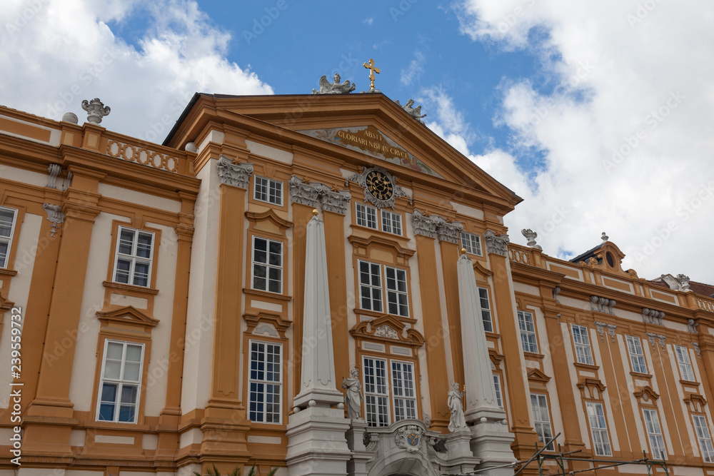 Detail of the facade of the Abbey in Melk Abbey
