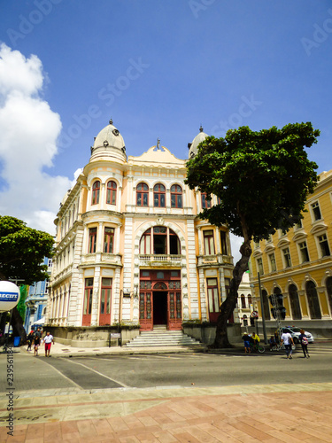 Recife, Brazil - Circa December 2018: Commercial Association of Pernambuco historic building at Marco Zero Square in Old Recife photo