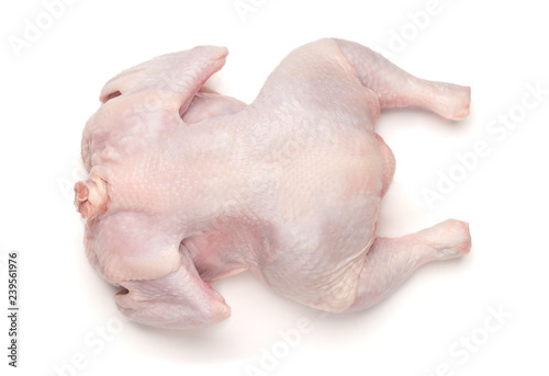 Top view of fresh raw chicken isolated on white