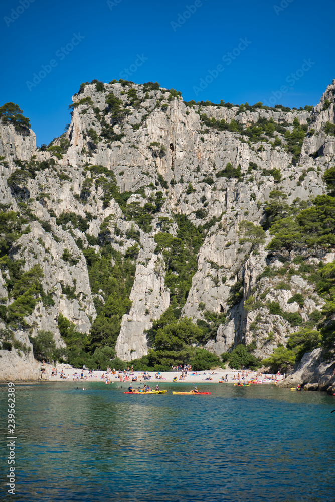 Calanques National Park, France: stone wall along the Mediterranean coast