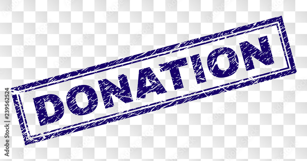 DONATION stamp seal print with rubber print style and double framed