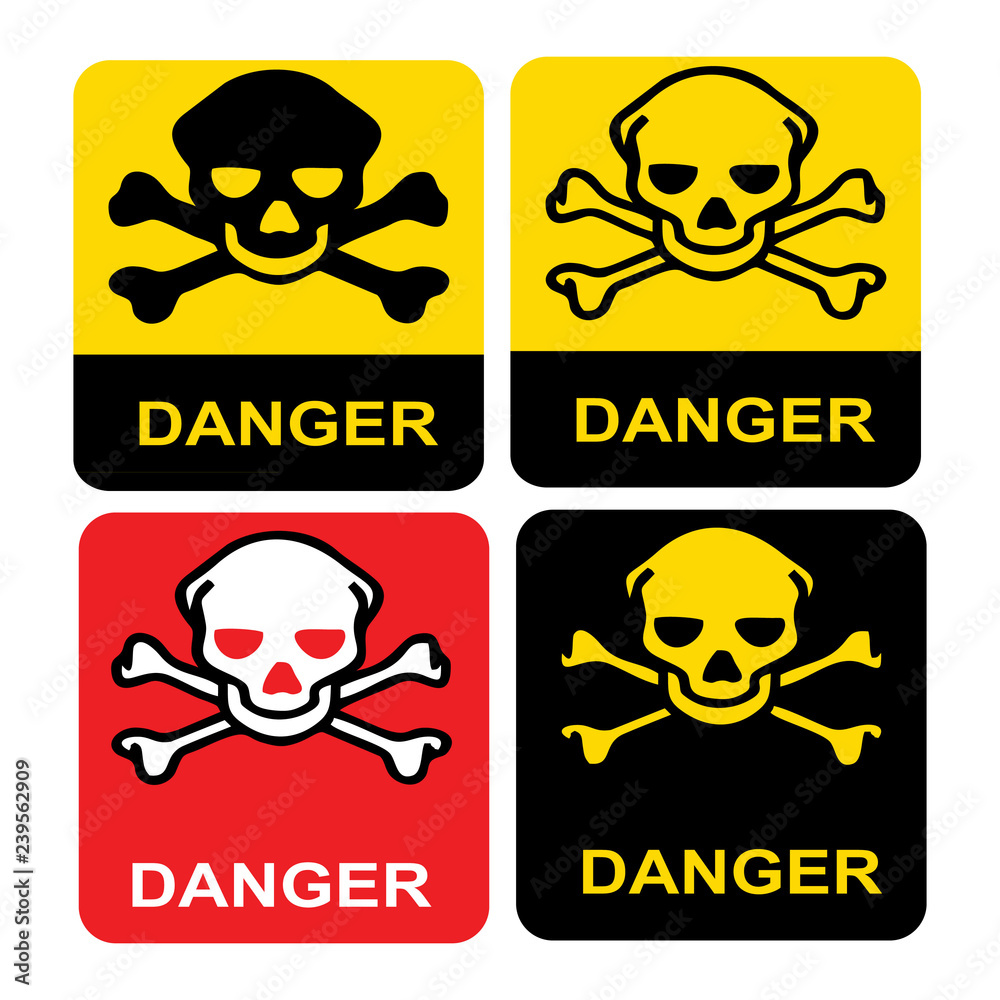 label danger with a skull and crossbones