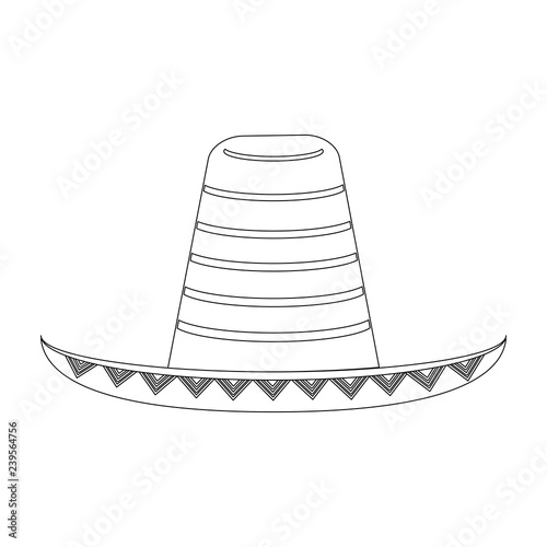 mexican hat symbol cartoon in black and white