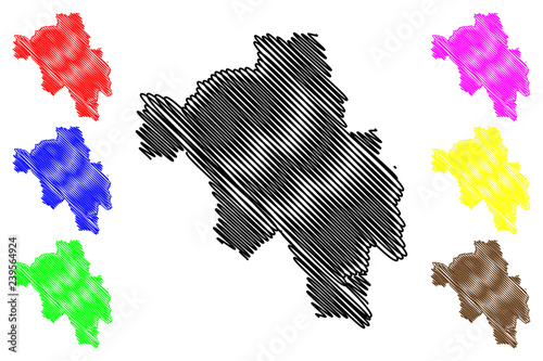 Bago Region (Administrative divisions of Myanmar, Republic of the Union of Myanmar, Burma) map vector illustration, scribble sketch Pegu Division map