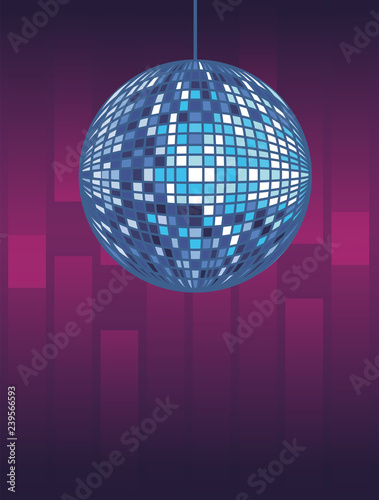 Disco ball stage over purple background
