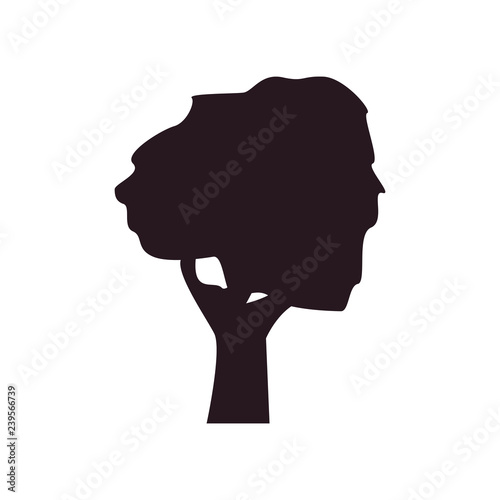 silhouette tree botanical on white background