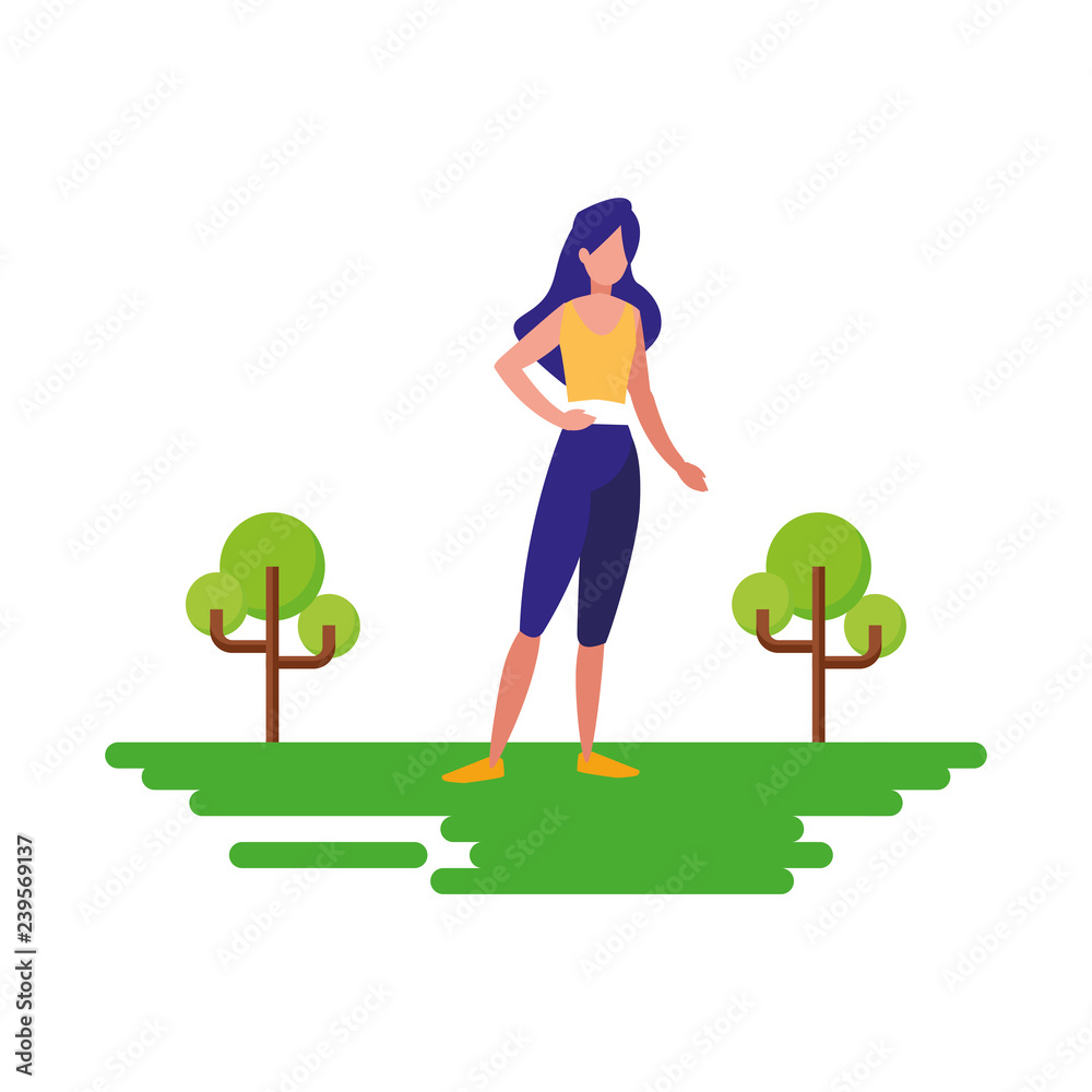 woman practicing exercise natural outdoor