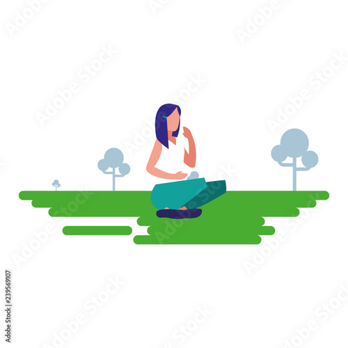 woman practicing exercise natural outdoor