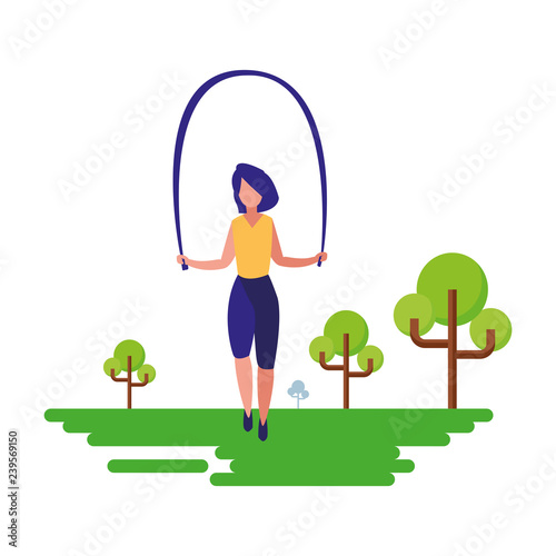 woman jumping rope natural outdoor