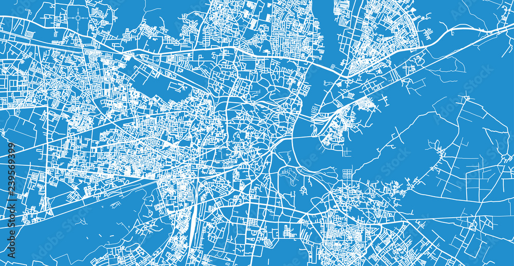 Urban vector city map of Agra, India