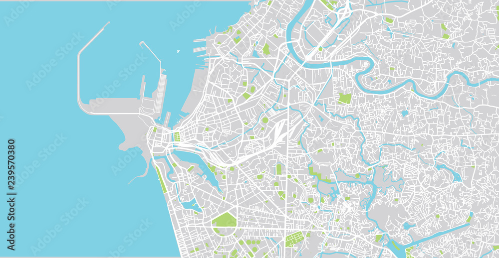 Fototapeta premium Mapa miasta wektor miejskich Kolombo, Sri Lanka