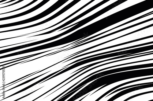 Abstract pattern. Texture with wavy, curves lines. Optical art background. Wave design black and white.