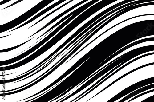 Abstract pattern. Texture with wavy, curves lines. Optical art background. Wave design black and white.