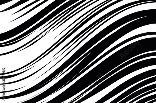 Abstract pattern. Texture with wavy, curves lines. Optical art background. Wave design black and white.