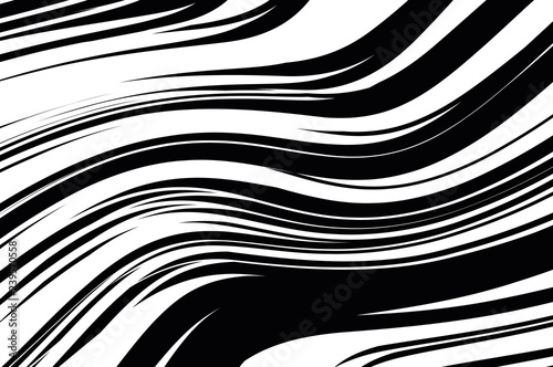 Abstract pattern. Texture with wavy, curves lines. Optical art background. Wave design black and white.