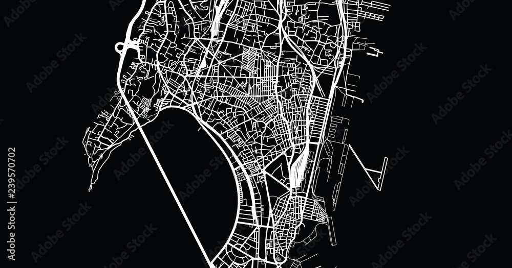 Urban vector city map of Mumbai, India