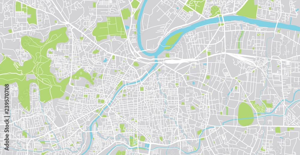 Urban vector city map of pune, India