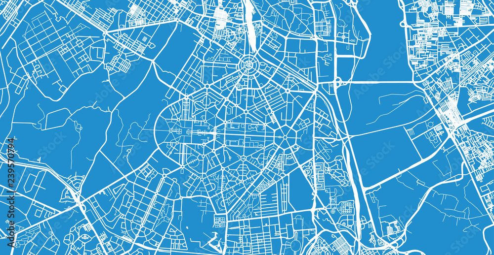 Urban vector city map of New Delhi, India