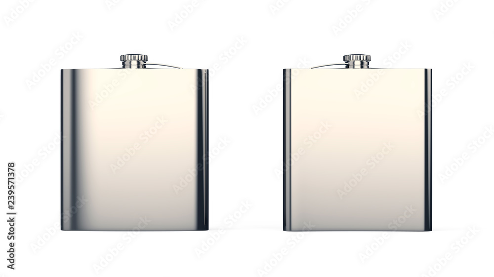 Steel Flask 3d Illustration Isolated Two Side Steel Flask 3d Illustration Isolated Two Side