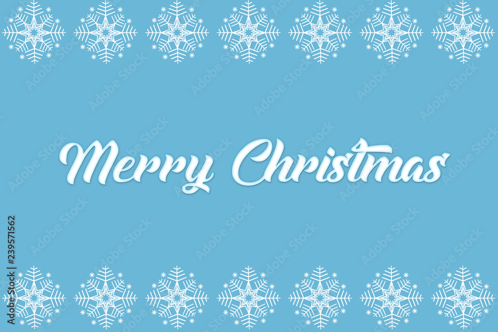 Snowflake Christmas design blue background. Snow background. Merry Christmas. Card with snowflakes. Winter