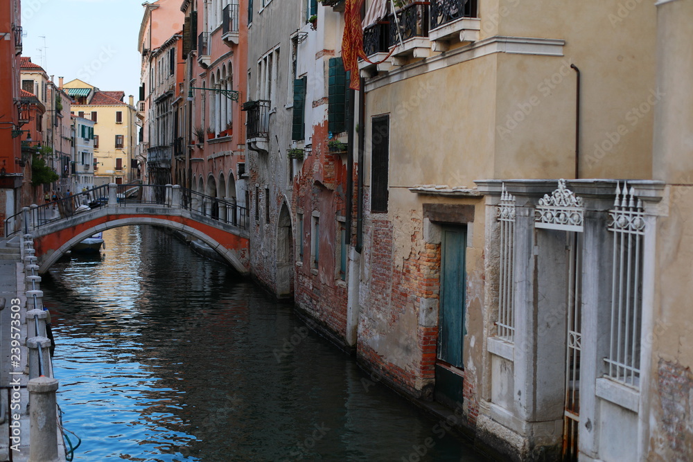 Beautiful street near grand canal in Venice