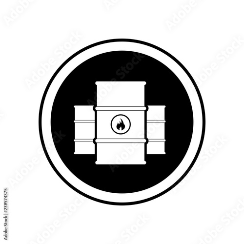 Oil drum container. Barrel with sign flat vector icon. EPS 10