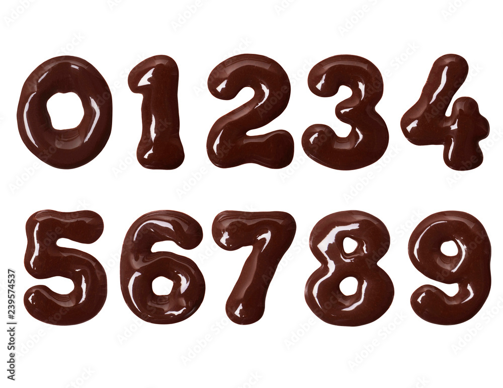 Thick numbers made of melted chocolate in high resolution Thick numbers made of melted chocolate in high resolution