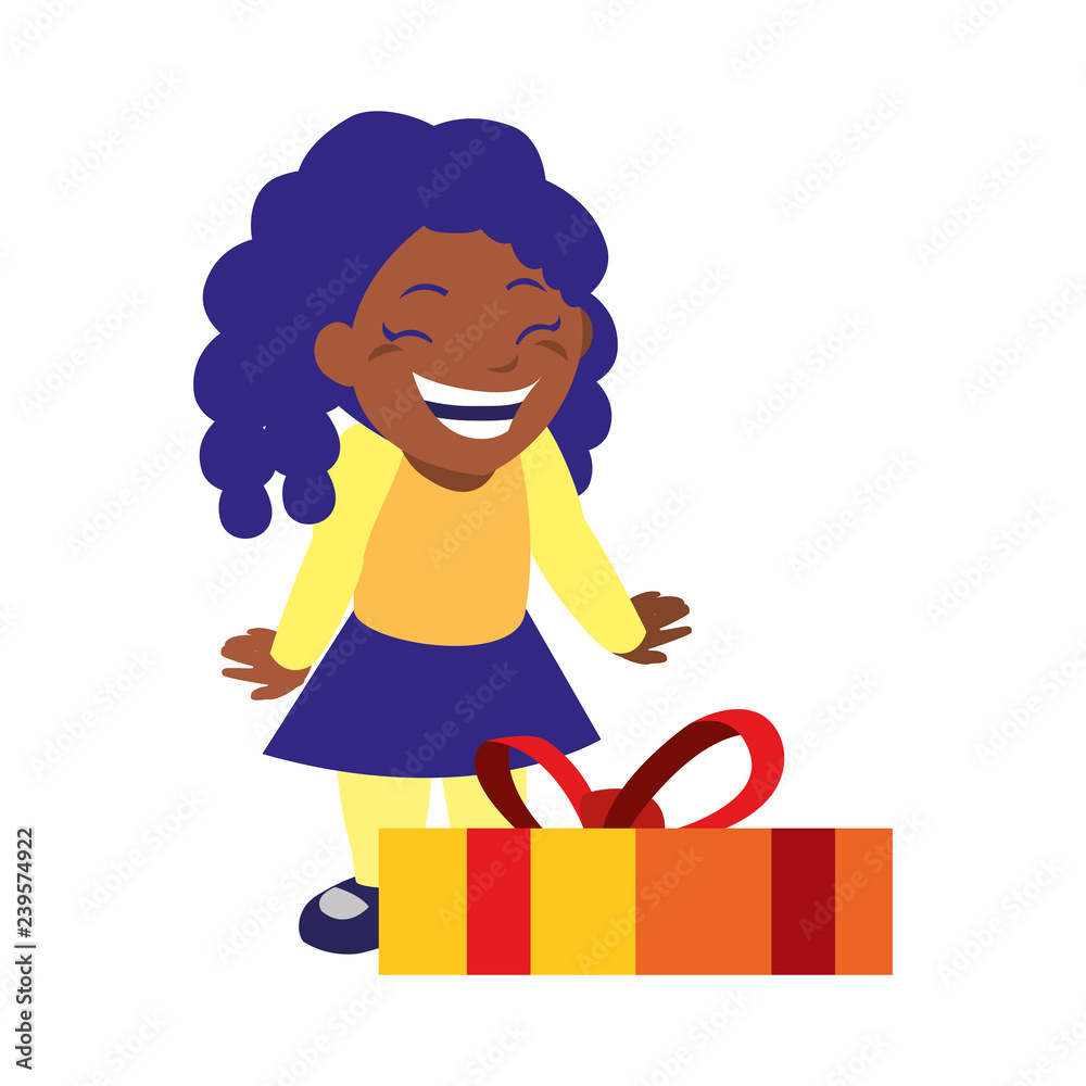happy girl with gift box celebration