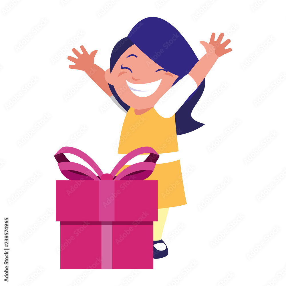 happy girl with gift box celebration happy girl with gift box celebration