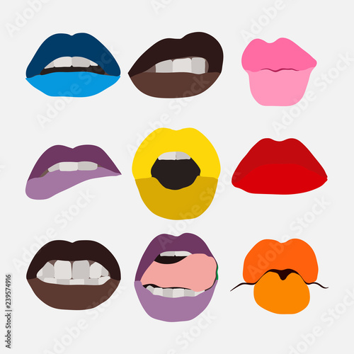 set of lips  for fashion, animation, flat design