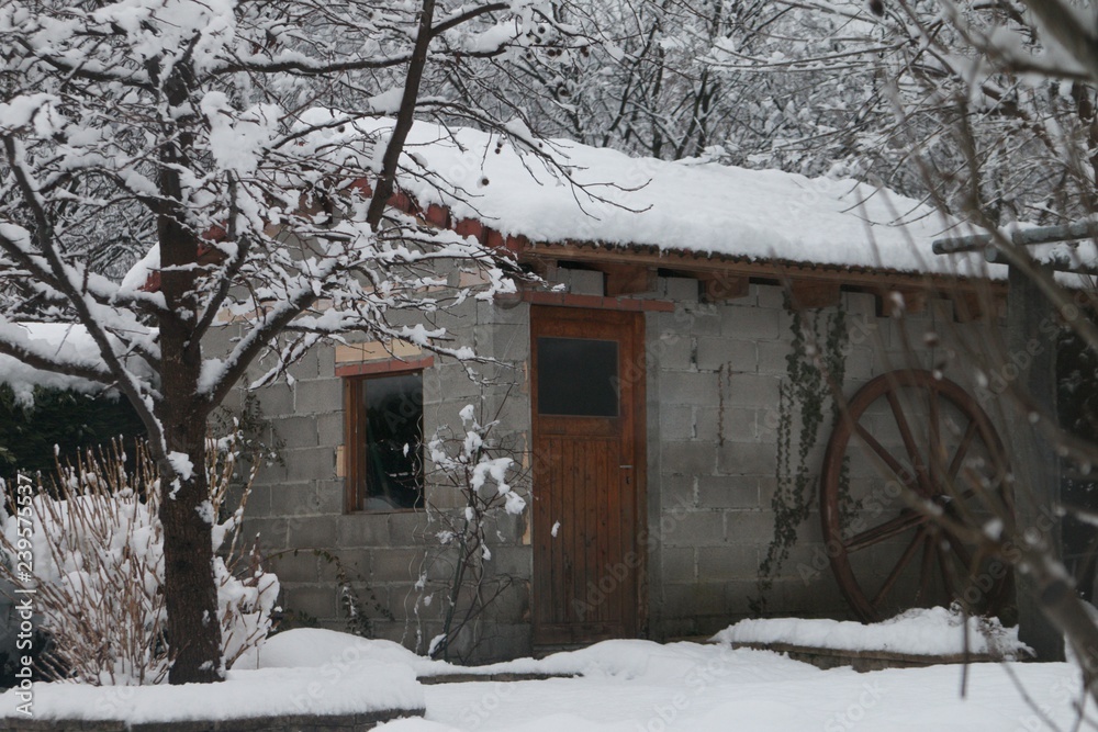 rustic covered in snow