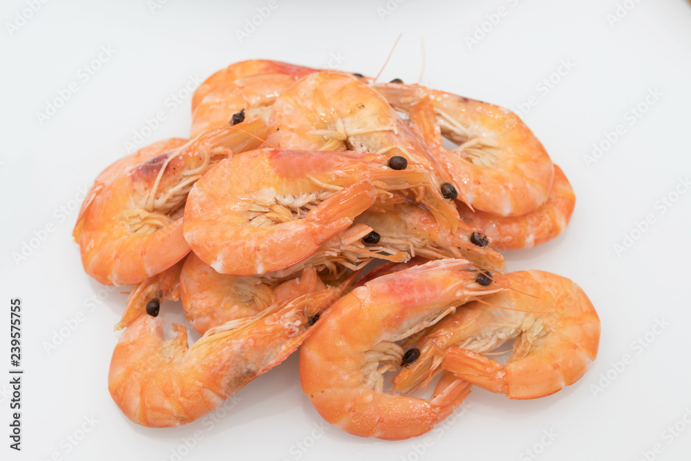 cooked prawns isolated in white background cooked prawns isolated in white background