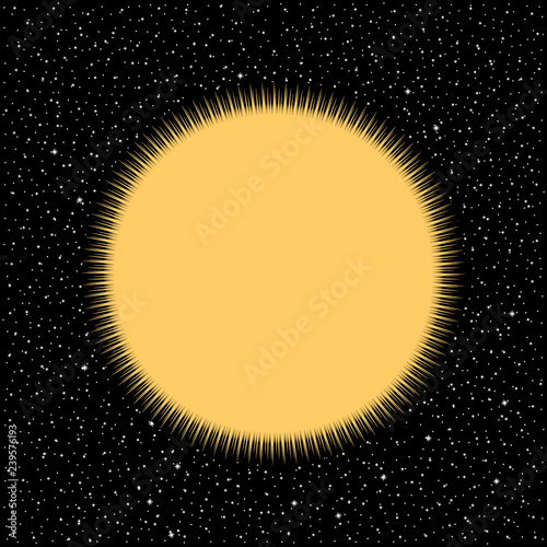 Yellow star on cosmic background.