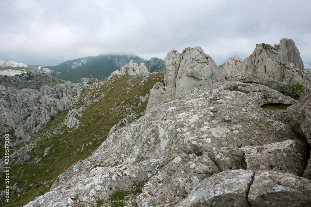 View from top of Tulove grede, part of Velebit mountain in Croatia