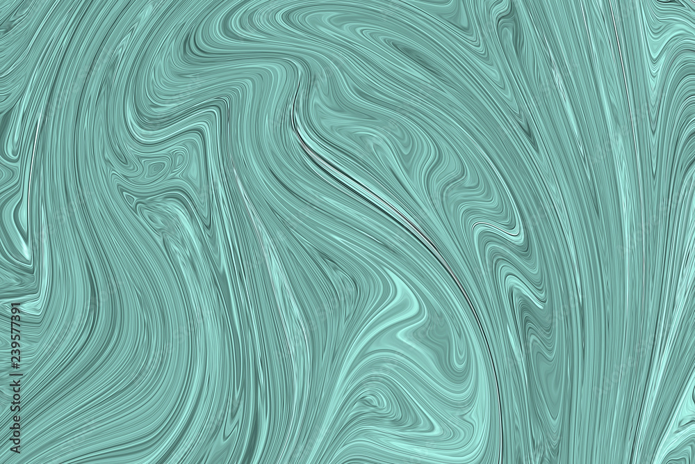 Liquid Abstract Pattern With Mint Green or Malachite Graphics Color Art Form. Digital Background With Abstract Liquid Flow.