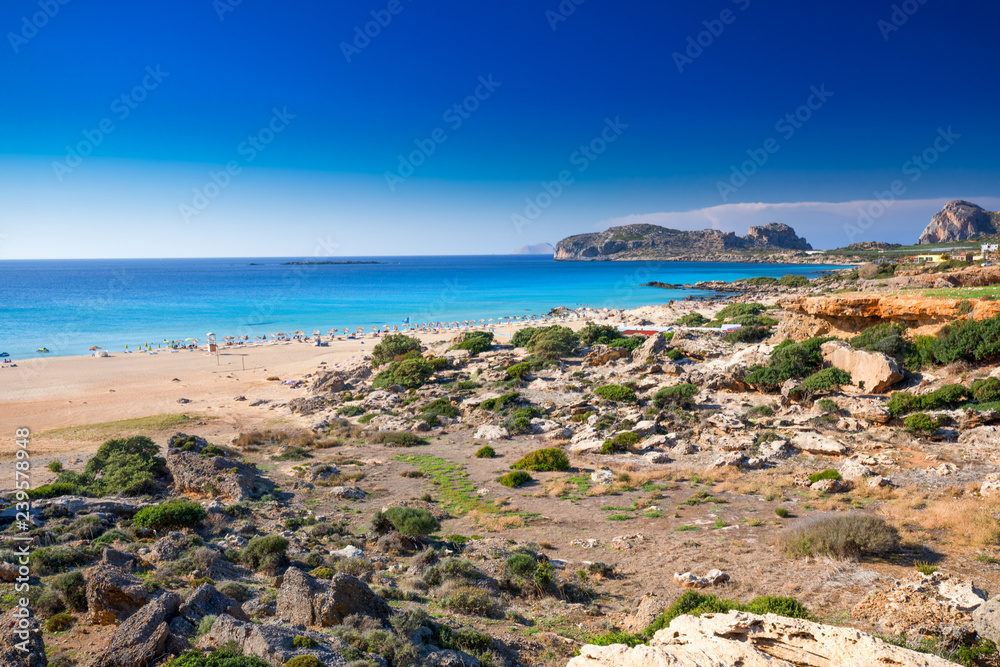 Falassarna beach on Crete island with azure clear water, Greece, Europe