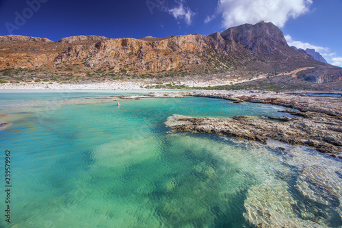 Fototapeta Naklejka Na Ścianę i Meble -  Balos lagoon on Crete island with azure clear water, Greece, Europe