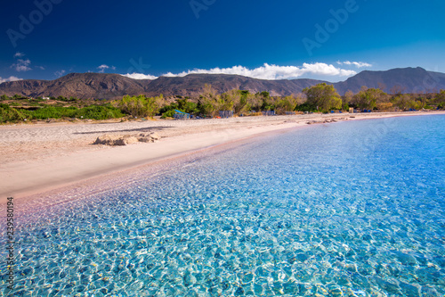 Fototapeta Naklejka Na Ścianę i Meble -  Elafonissi beach on Crete island with azure clear water, Greece, Europe