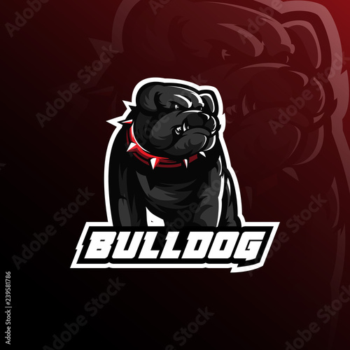 bulldog vector mascot logo design with modern illustration concept style for badge, emblem and tshirt printing. angry bulldog illustration.