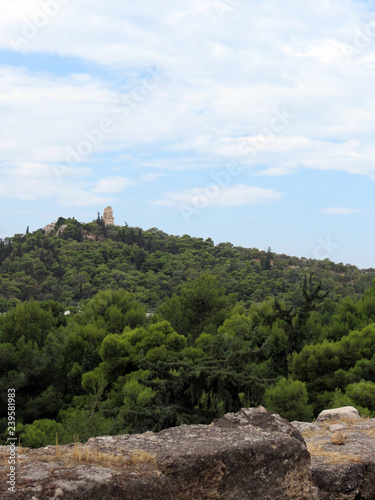 Europe, Greece,Athens,the slopes of the hill on which the Acropolis is located are covered with trees